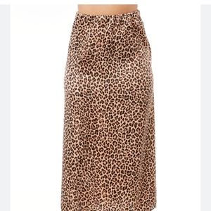 Cheetah Satin Midi Skirt